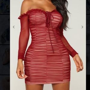 ❌SOLD❌BURGUNDY BRAND NEW fashion nova mesh dress